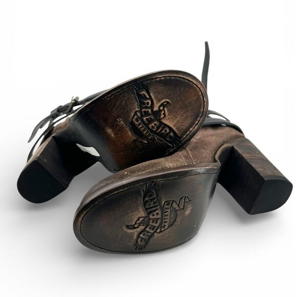 New Freebird 7 Blaze High Heel Bootie Cognac edgy distressed leather ankle boot - Picture 3 of 8